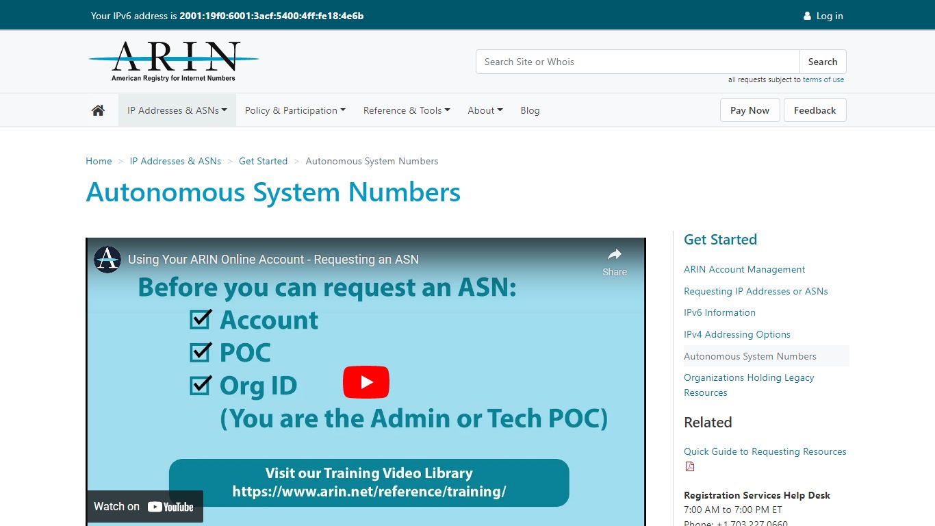 Autonomous System Numbers - American Registry for Internet Numbers